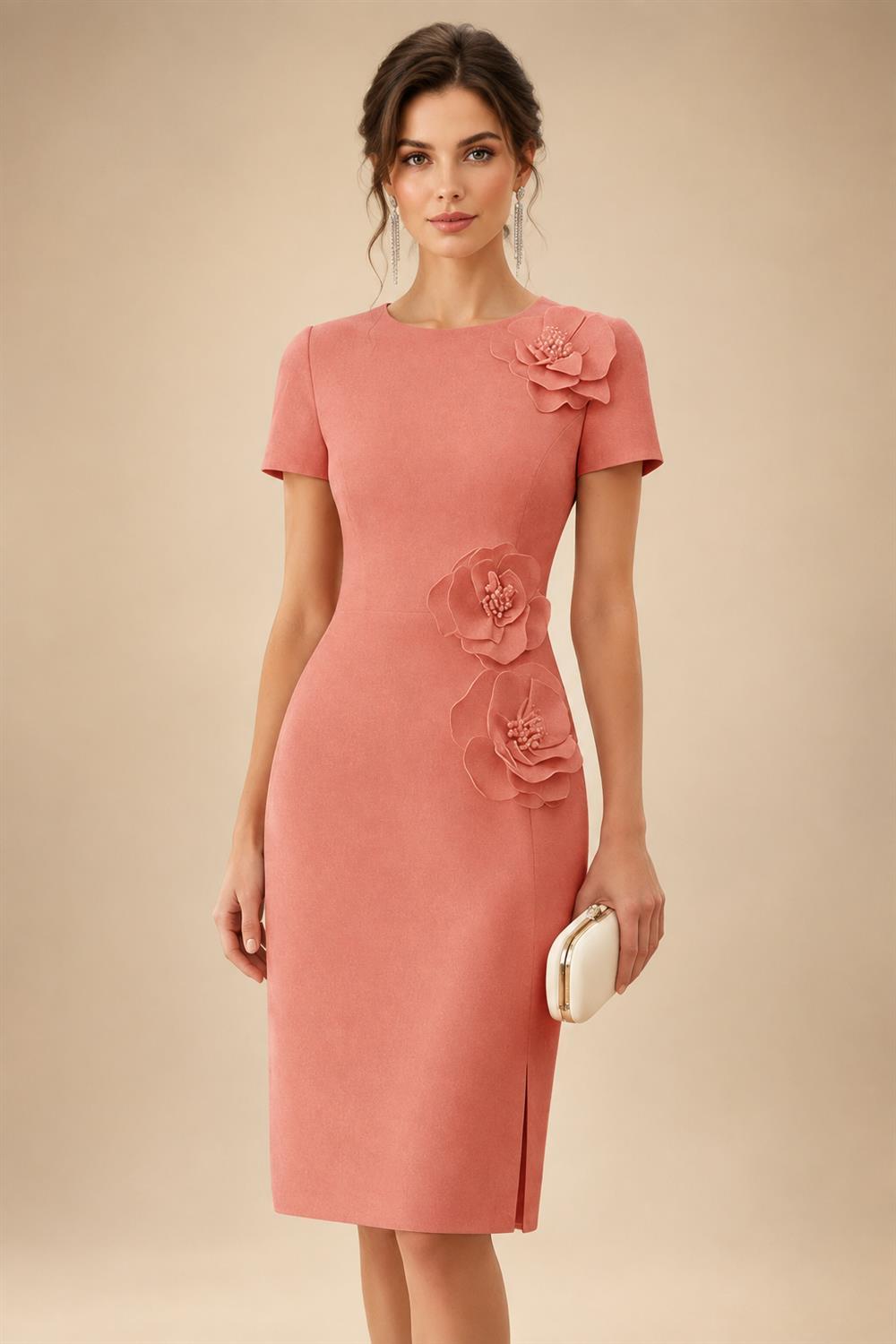 Satin Scoop Neck Mother of the Bride & Groom Dresses with 3D Flower (SHI22500338)