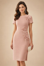 Satin Scoop Neck Mother of the Bride & Groom Dresses with 3D Flower (SHI22500338)