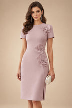Satin Scoop Neck Mother of the Bride & Groom Dresses with 3D Flower (SHI22500338)
