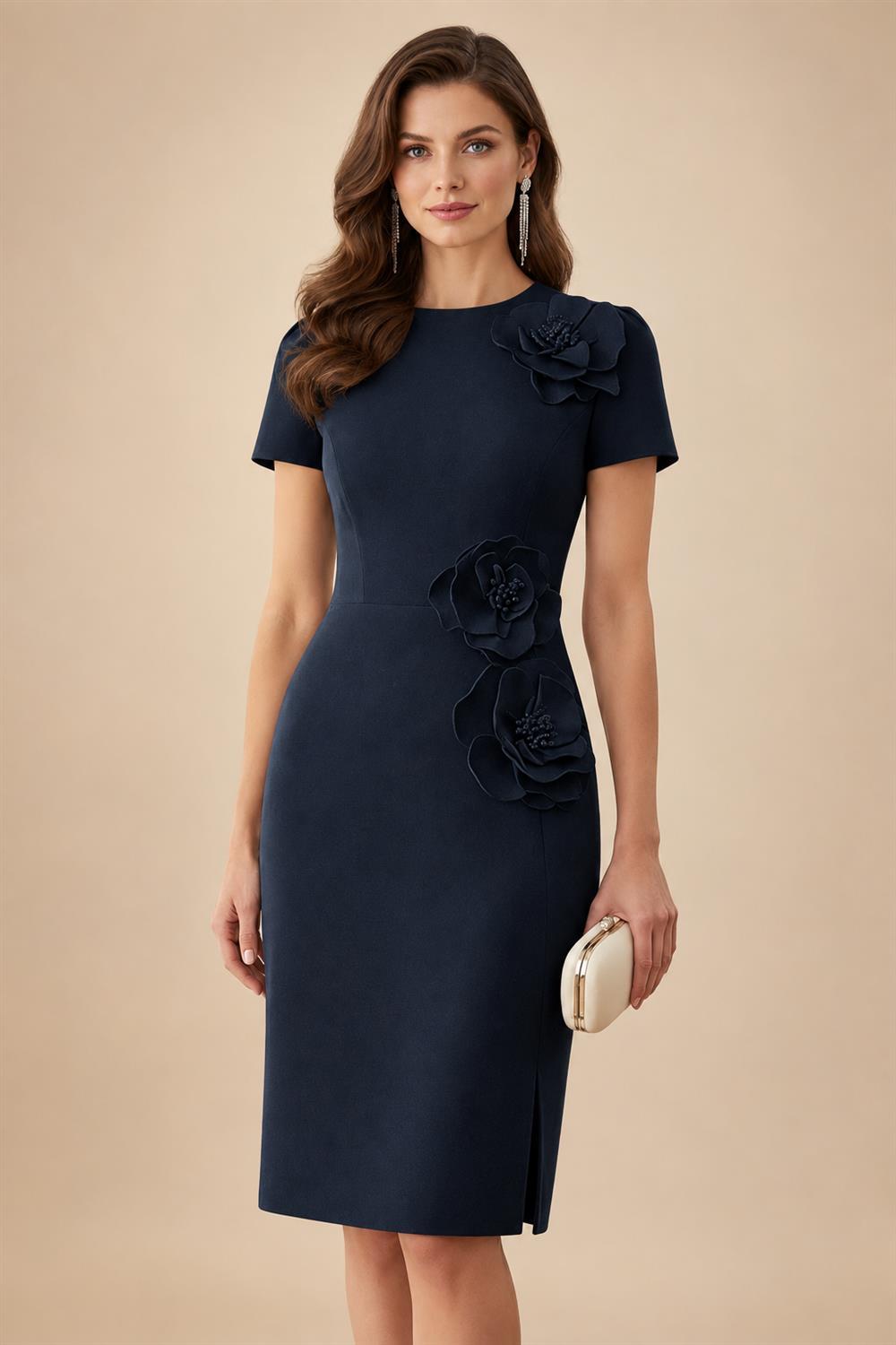 Satin Scoop Neck Mother of the Bride & Groom Dresses with 3D Flower (SHI22500338)