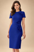 Satin Scoop Neck Mother of the Bride & Groom Dresses with 3D Flower (SHI22500338)