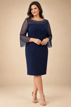 A-Line Chiffon Pleated Long Mother of the Bride & Groom Dresses with 3/4 Flutter Sleeves & Sequin Waist (SHI22500702)