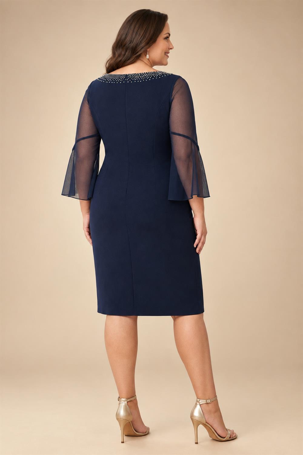 A-Line Chiffon Pleated Long Mother of the Bride & Groom Dresses with 3/4 Flutter Sleeves & Sequin Waist (SHI22500702)