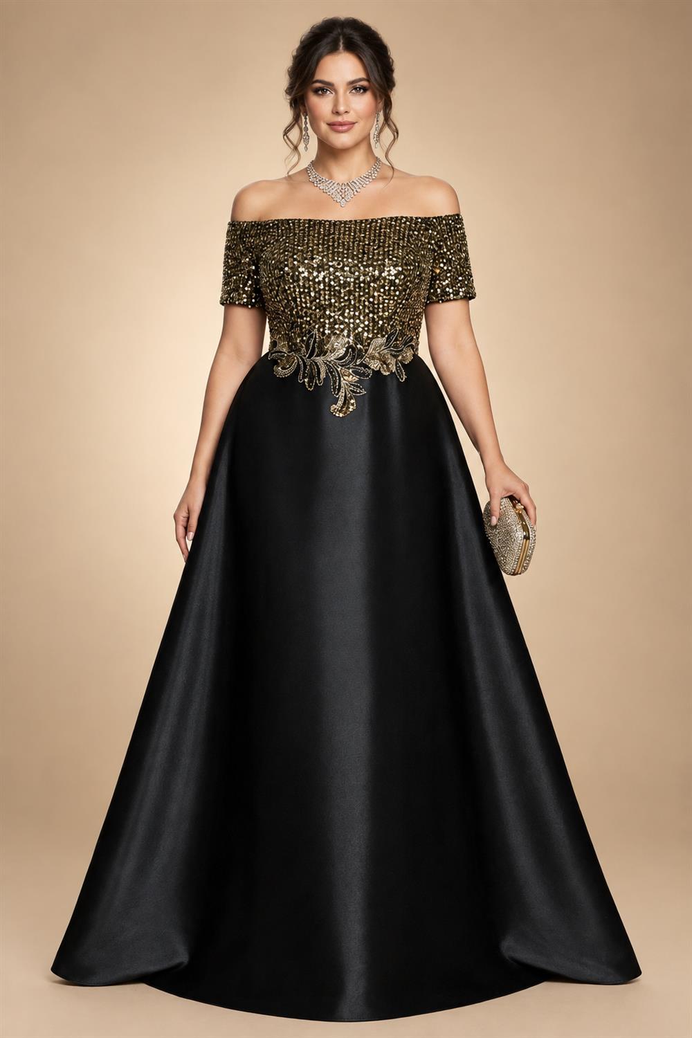 A-Line Chiffon 3/4 Flutter Sleeves Mother of the Bride & Groom Dresses with Beaded Lace Embroidered Bodice (SHI22500645)