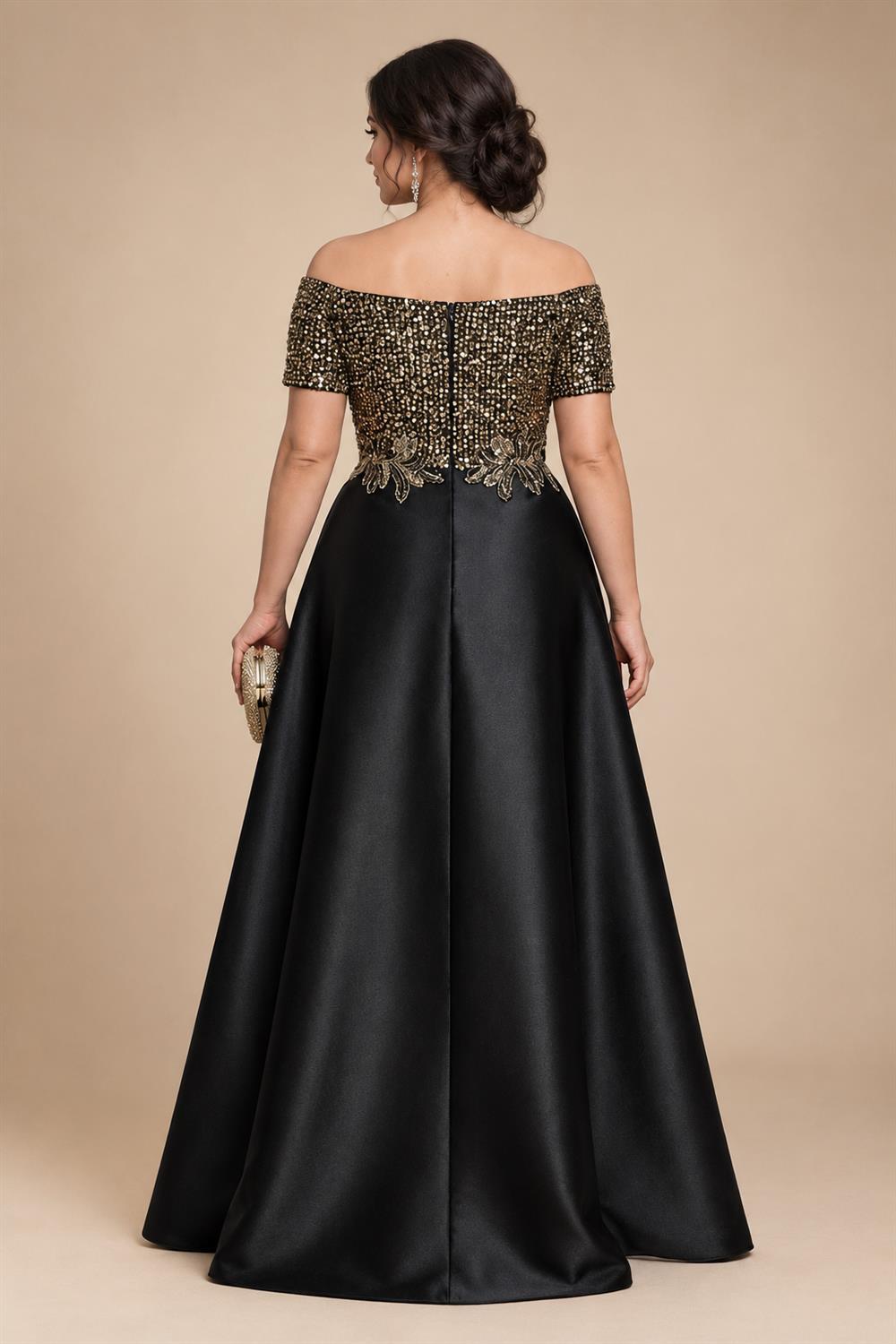 A-Line Chiffon 3/4 Flutter Sleeves Mother of the Bride & Groom Dresses with Beaded Lace Embroidered Bodice (SHI22500645)