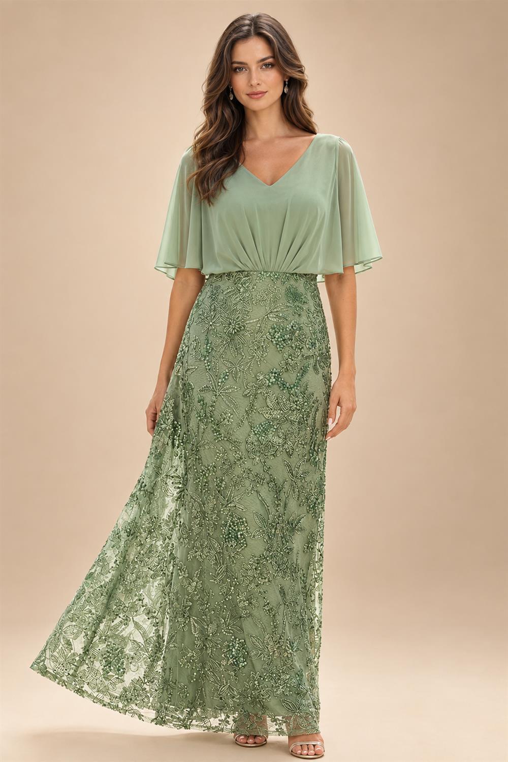 A-Line Chiffon Tiered Ruffles Mother of the Bride & Groom Dresses with Ruched Waist (SHI22500724)