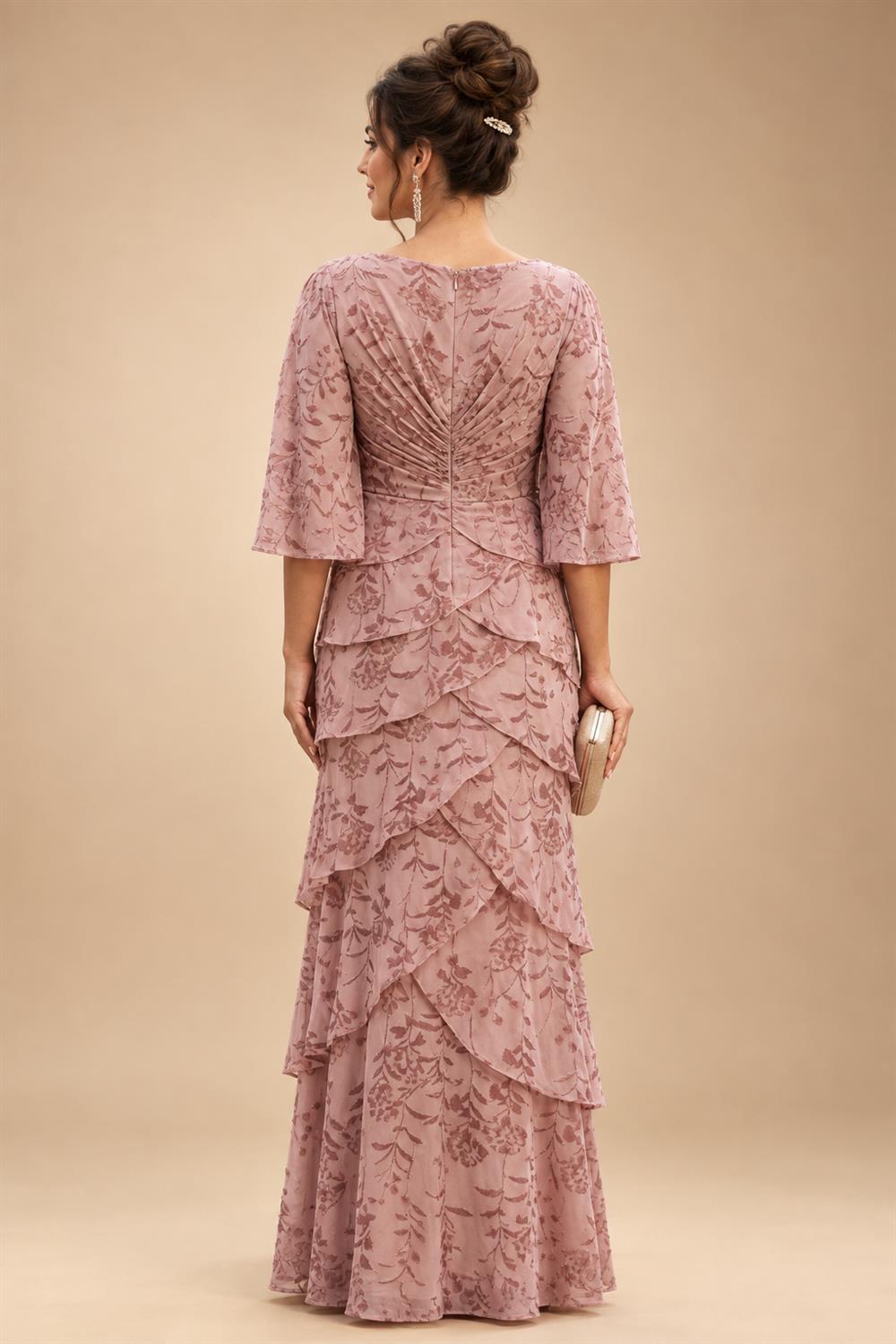 Sheath/Column Off Shoulder Stretch Jersey Floor-Length Mother of the Bride & Groom Dresses with Lace Appliques Sleeves & Slit (SHI22501550)