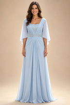 Sheath/Column V-Neck Jacquard Maxi Mother of the Bride & Groom Dresses with Ruffles & Slit (SHI25001047)