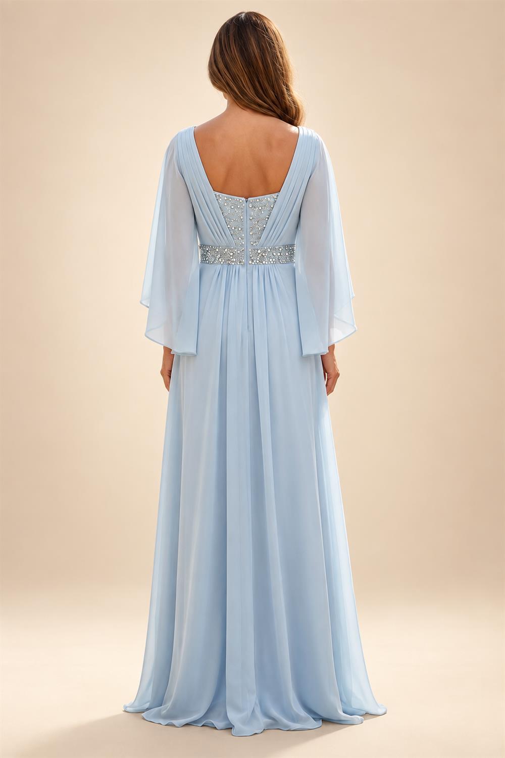 Sheath/Column V-Neck Jacquard Maxi Mother of the Bride & Groom Dresses with Ruffles & Slit (SHI25001047)