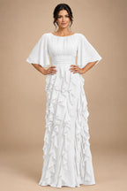 A-Line Chiffon Tiered Ruffles Mother of the Bride & Groom Dresses with Ruched Waist (SHI22500724)