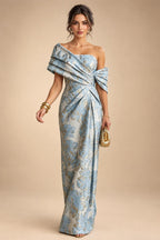 Sheath Satin Jacquard Off Shoulder Floor-Length Mother of the Bride & Groom Dresses (SHI22500823)