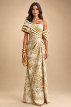 Sheath Satin Jacquard Off Shoulder Floor-Length Mother of the Bride & Groom Dresses (SHI22500823)