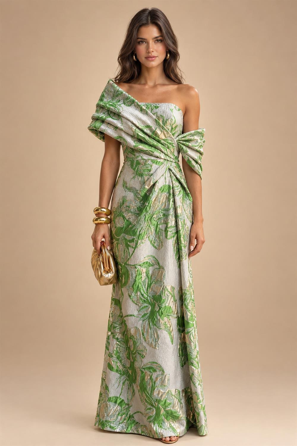 Sheath Satin Jacquard Off Shoulder Floor-Length Mother of the Bride & Groom Dresses (SHI22500823)