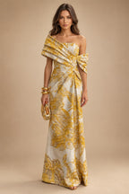 Sheath Satin Jacquard Off Shoulder Floor-Length Mother of the Bride & Groom Dresses (SHI22500823)