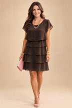 Chiffon A-Line/Princess Scoop Neck Short Mother of the Bride & Groom Dresses Tiered (SHI22500912)
