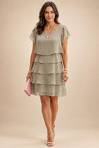 Chiffon A-Line/Princess Scoop Neck Short Mother of the Bride & Groom Dresses Tiered (SHI22500912)