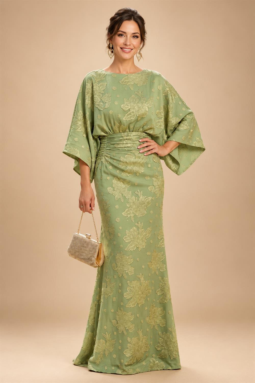Satin A Line Round Neck Ruched Pleats Mother of the Bride & Groom Dresses (SHI22500952)