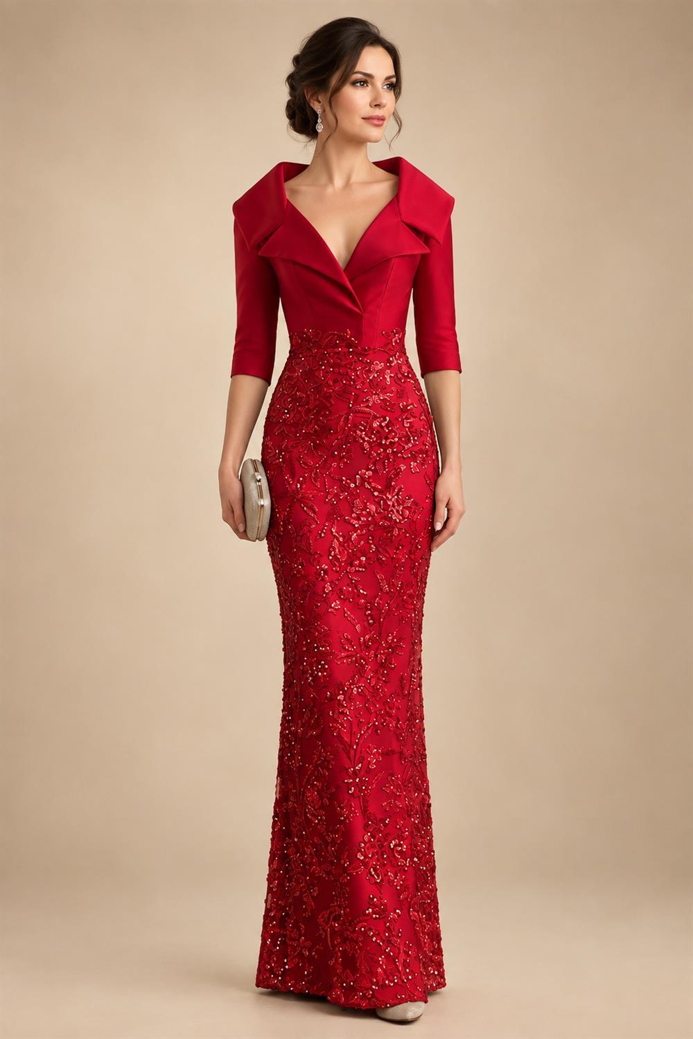Sequin Floral Sheath Floor-Length Mother of the Bride & Groom Dresses with Satin Bodice (SHI22500925)