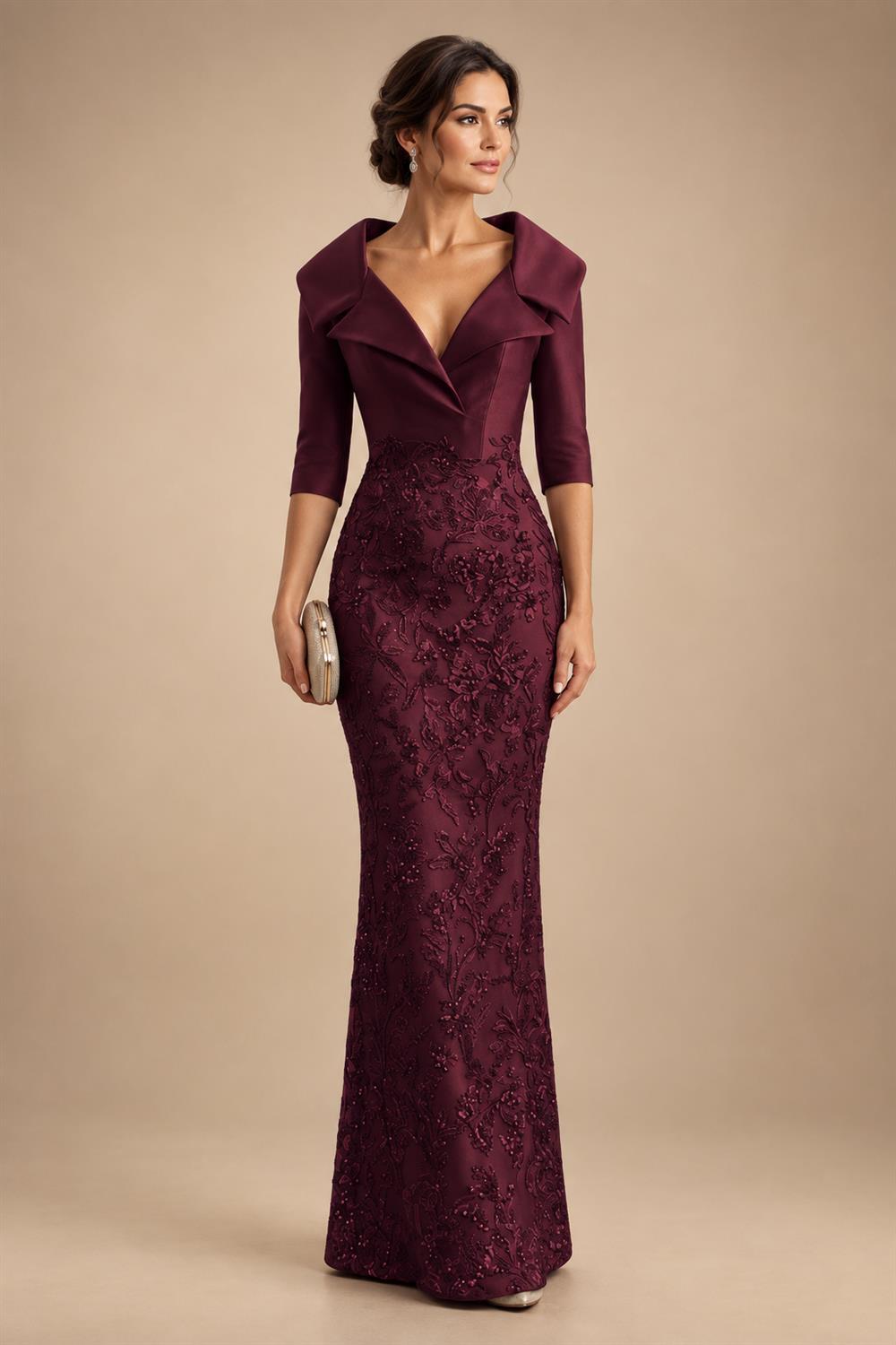 Sequin Floral Sheath Floor-Length Mother of the Bride & Groom Dresses with Satin Bodice (SHI22500925)