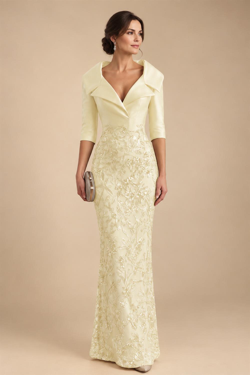 Sequin Floral Sheath Floor-Length Mother of the Bride & Groom Dresses with Satin Bodice (SHI22500925)