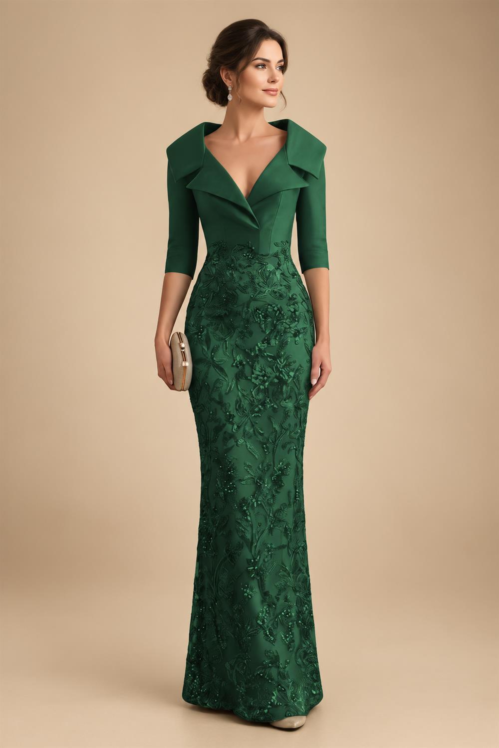 Sequin Floral Sheath Floor-Length Mother of the Bride & Groom Dresses with Satin Bodice (SHI22500925)