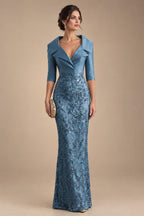 Sequin Floral Sheath Floor-Length Mother of the Bride & Groom Dresses with Satin Bodice (SHI22500925)