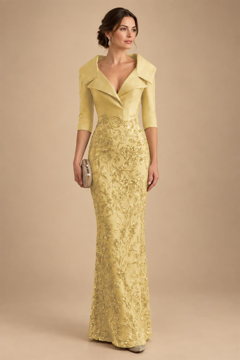 Sequin Floral Sheath Floor-Length Mother of the Bride & Groom Dresses with Satin Bodice (SHI22500925)