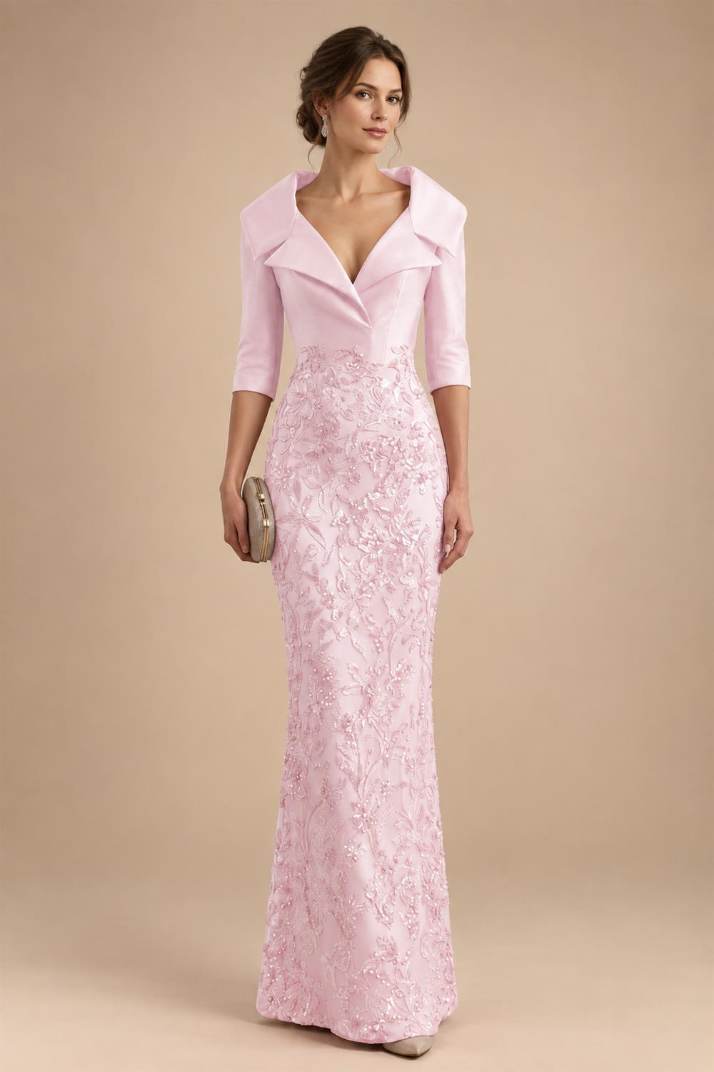 Sequin Floral Sheath Floor-Length Mother of the Bride & Groom Dresses with Satin Bodice (SHI22500925)