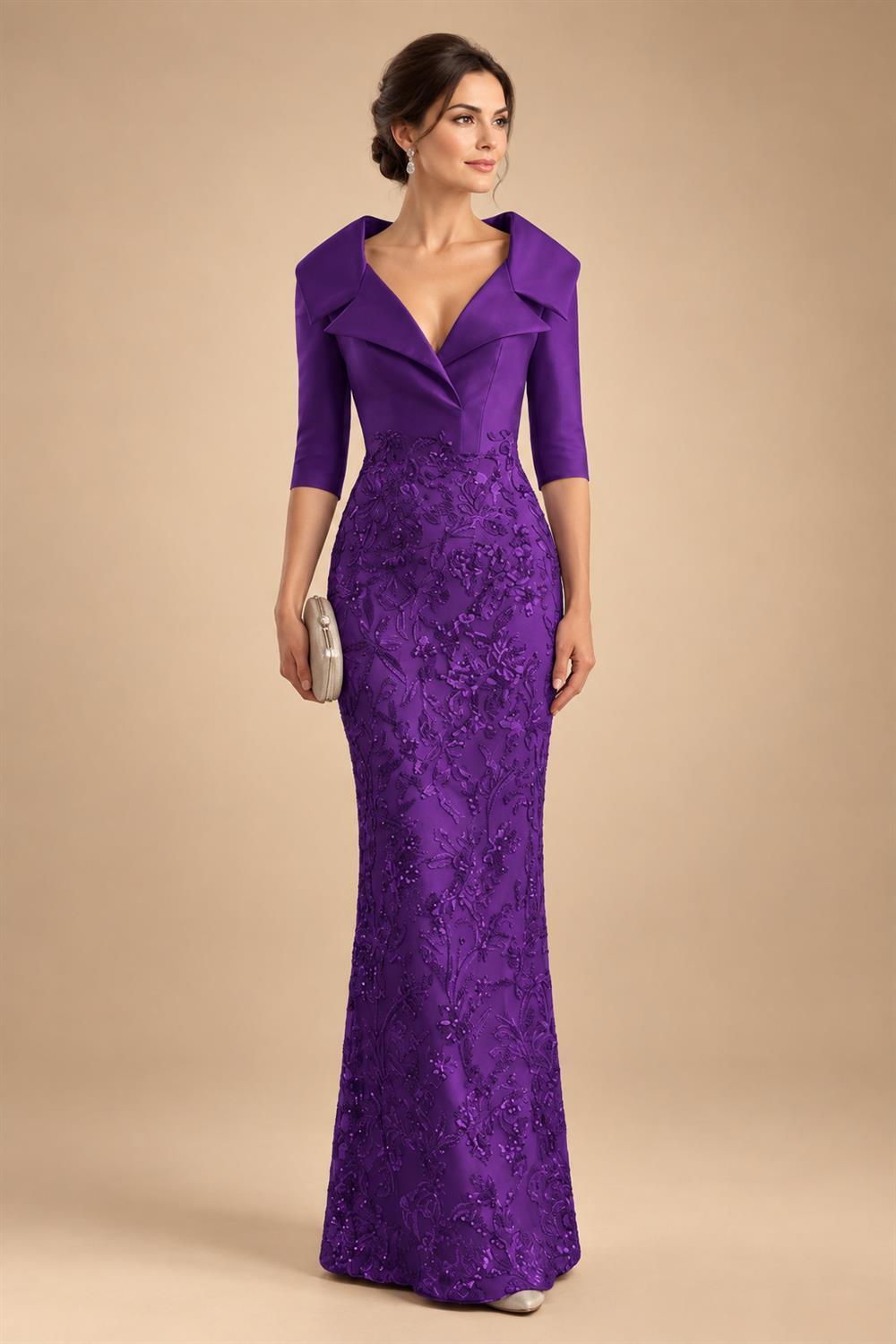 Sequin Floral Sheath Floor-Length Mother of the Bride & Groom Dresses with Satin Bodice (SHI22500925)