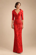 Sequin Floral Sheath Floor-Length Mother of the Bride & Groom Dresses with Satin Bodice (SHI22500925)