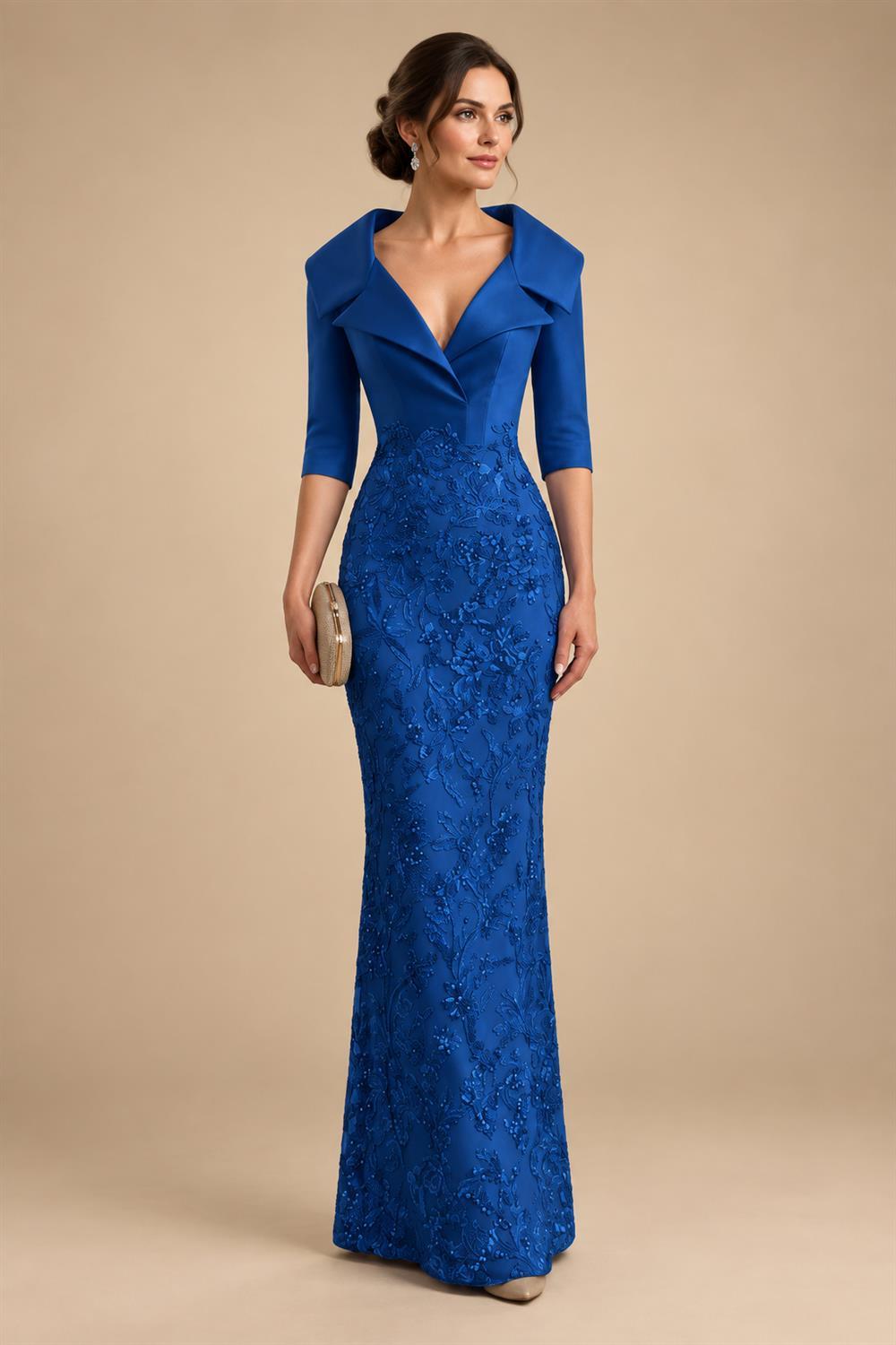 Sequin Floral Sheath Floor-Length Mother of the Bride & Groom Dresses with Satin Bodice (SHI22500925)