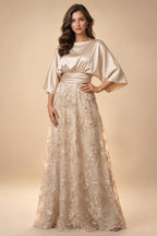 A-Line/Princess V-Neck Chiffon Maxi Mother of the Bride & Groom Dresses with Feather Trim & Pleats (SHI22501651)