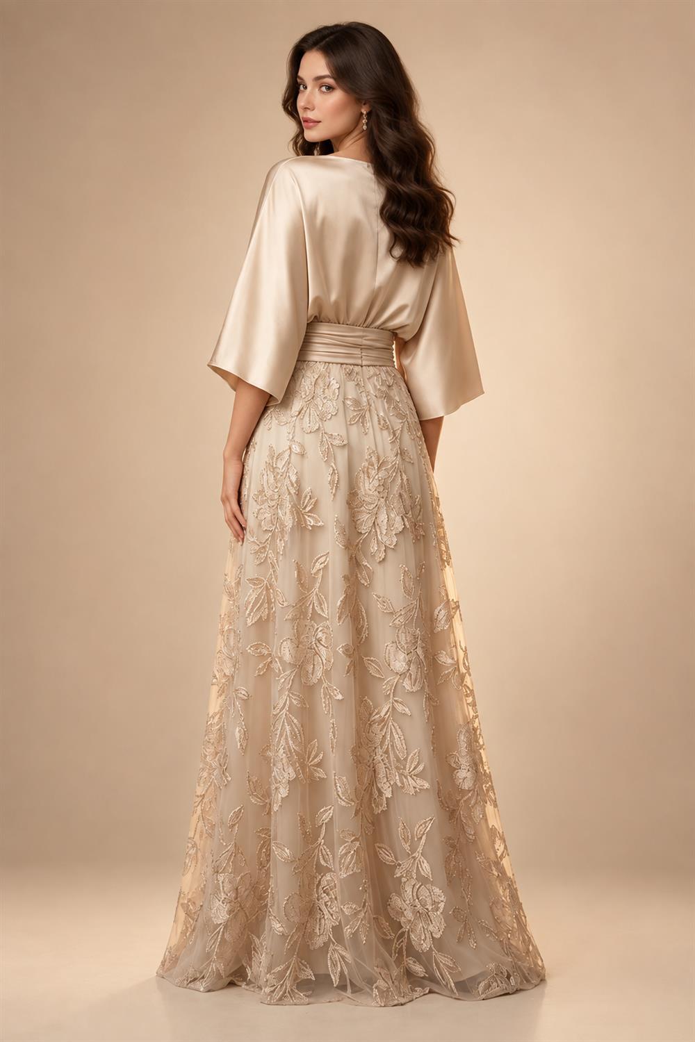 A-Line/Princess V-Neck Chiffon Maxi Mother of the Bride & Groom Dresses with Feather Trim & Pleats (SHI22501651)
