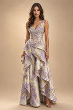 Jacquard A Line V Neck Ruffles Corset Mother of the Bride & Groom Dresses (SHI22500967)