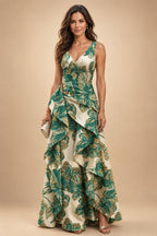 Jacquard A Line V Neck Ruffles Corset Mother of the Bride & Groom Dresses (SHI22500967)