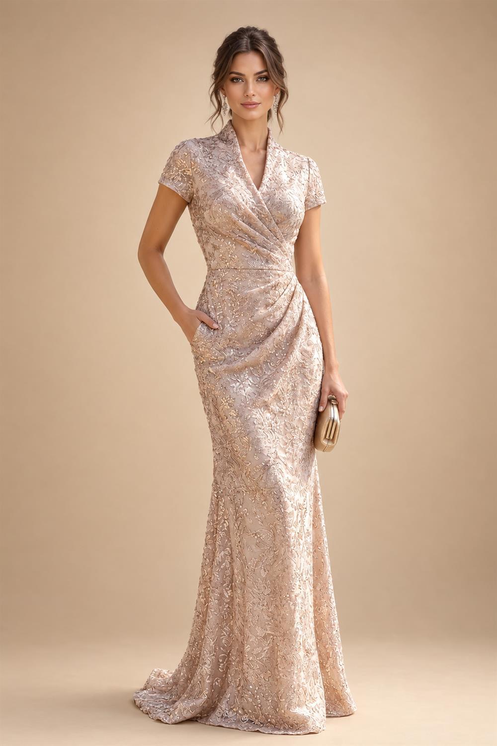 Satin A Line Round Neck Ruched Pleats Mother of the Bride & Groom Dresses (SHI22500952)