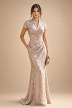 Satin A Line Round Neck Ruched Pleats Mother of the Bride & Groom Dresses (SHI22500952)