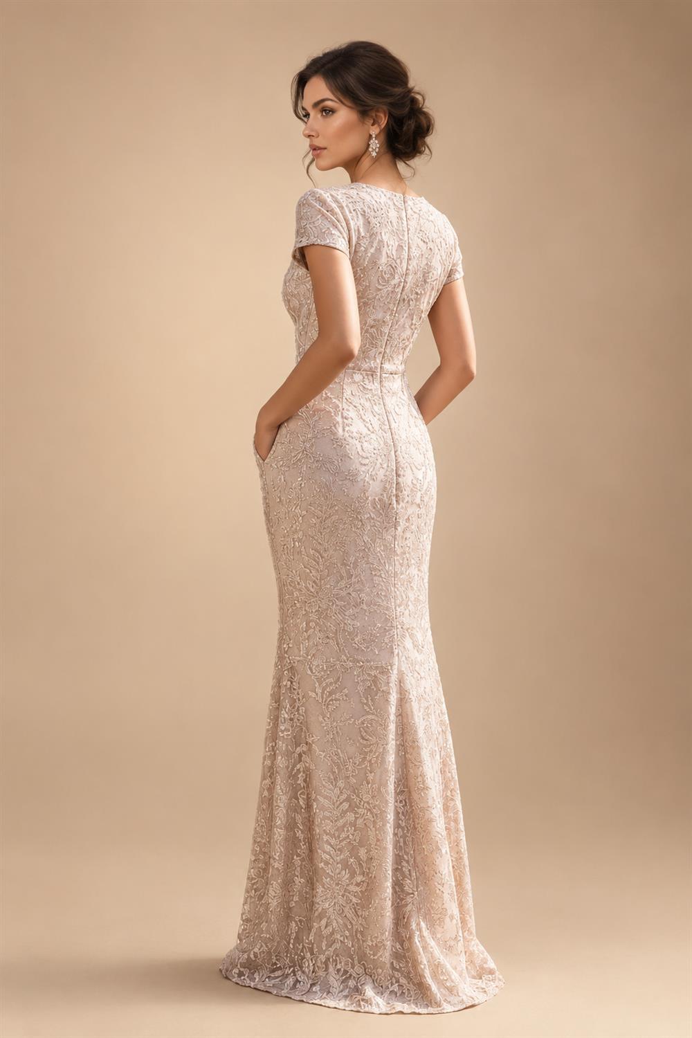 Satin A Line Round Neck Ruched Pleats Mother of the Bride & Groom Dresses (SHI22500952)