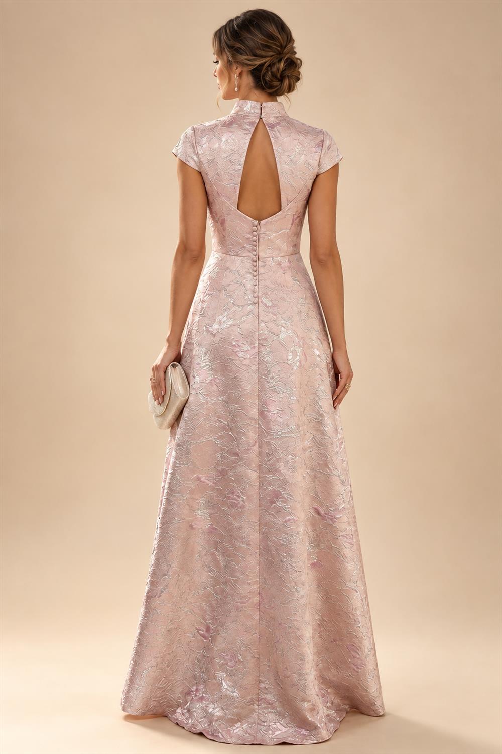 Jacquard A-Line/Princess V-Neck Floor-Length Mother of the Bride & Groom Dresses with Pockets (SHI22500987)