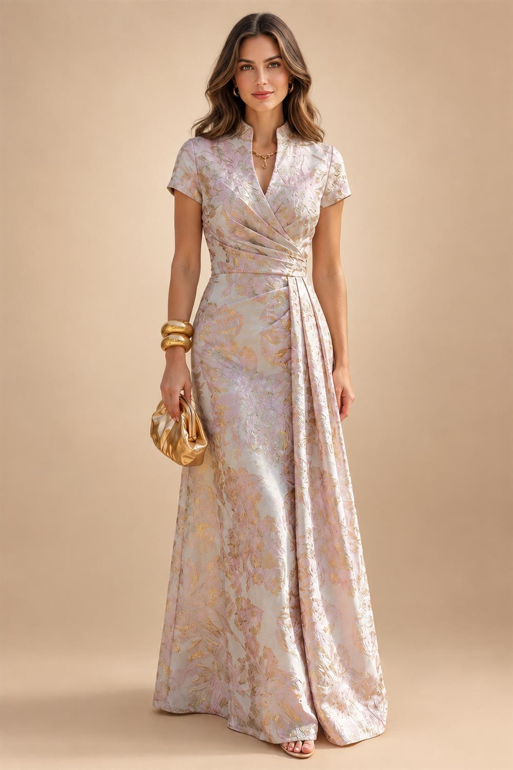 Sheath Satin Tea-Length Mother of the Bride & Groom Dresses with 3/4 Bell Sleeves & Crystal Embellished Belt (SHI22500471)