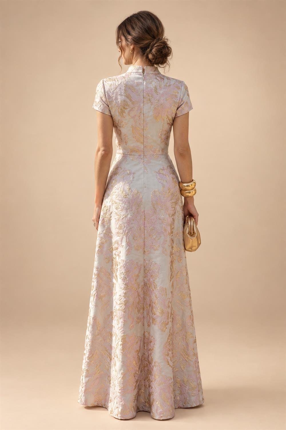 Jacquard A-Line/Princess V-Neck Floor-Length Mother of the Bride & Groom Dresses with Pockets (SHI22500987)