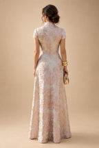 A-Line Metallic Satin Off Shoulder Bow Mother of the Bride & Groom Dresses with Floral Lace Appliques, Ruched Waist & Sweep Train (SHI22500425)