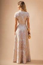 Jacquard Sheath/Column V-Neck Tea-Length Mother of the Bride & Groom Dresses for Women (SHI22501292)