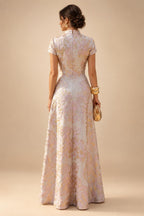 A-Line Chiffon 3/4 Flutter Sleeves Mother of the Bride & Groom Dresses with Beaded Lace Embroidered Bodice (SHI22500645)