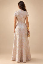 A-Line/Princess V-Neck Chiffon Floor-Length Mother of the Bride & Groom Dresses with Lace Appliques & Ruched Waist (SHI22501678)