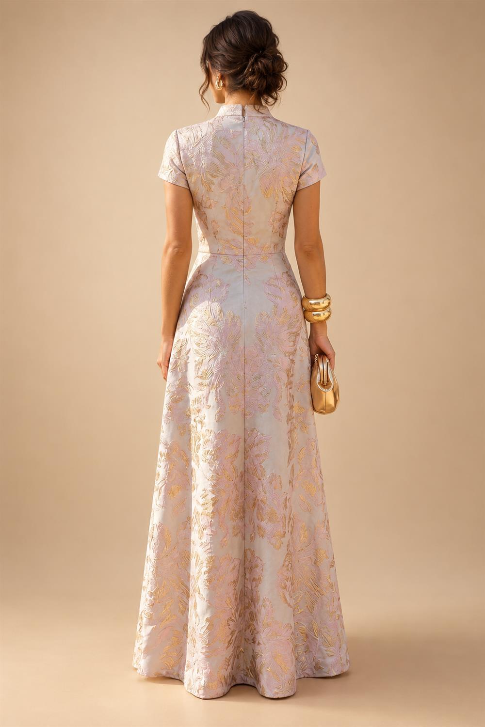 Sequin Floral A-Line/Princess V-Neck Floor-Length Mother of the Bride & Groom Dresses with 3D Flowers & Pleats (SHI22501348)