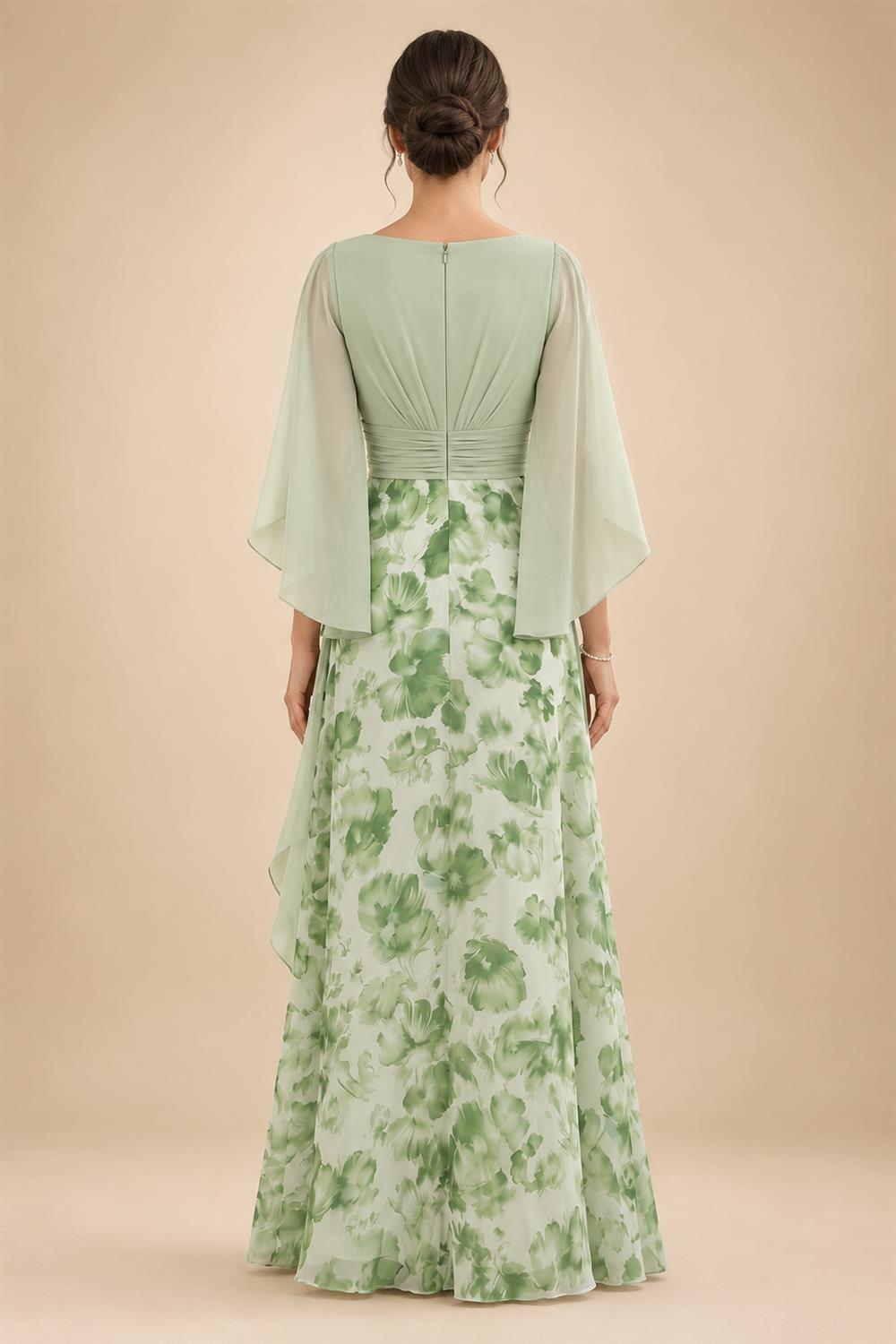 A-Line/Princess V-Neck Floor-Length Mother of the Bride & Groom Dresses with Ruffles & Ruched Waist (SHI22501284)