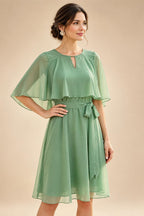 Chiffon A-Line/Princess Scoop Neck Short Mother of the Bride & Groom Dresses Tiered (SHI22500912)