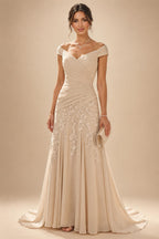A-Line/Princess V-Neck Chiffon Floor-Length Mother of the Bride & Groom Dresses with Lace Appliques, Sequin & Ruffles (SHI22501608)
