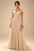 Jacquard A-Line/Princess V-Neck Floor-Length Mother of the Bride & Groom Dresses with Ruched Waist & Pockets (SHI22501298)